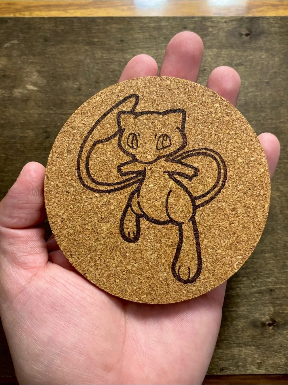 Pokemon Mew Laser Engraved Cork Coaster